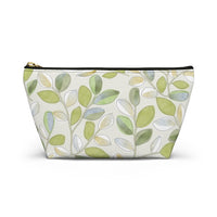 Cherry Plum Leaves Accessory Pouch w T-bottom in Green